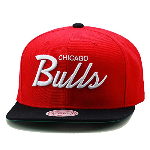 Mitchell & Ness x NBA Bulls Low Big Face Black & Red Snapback Hat